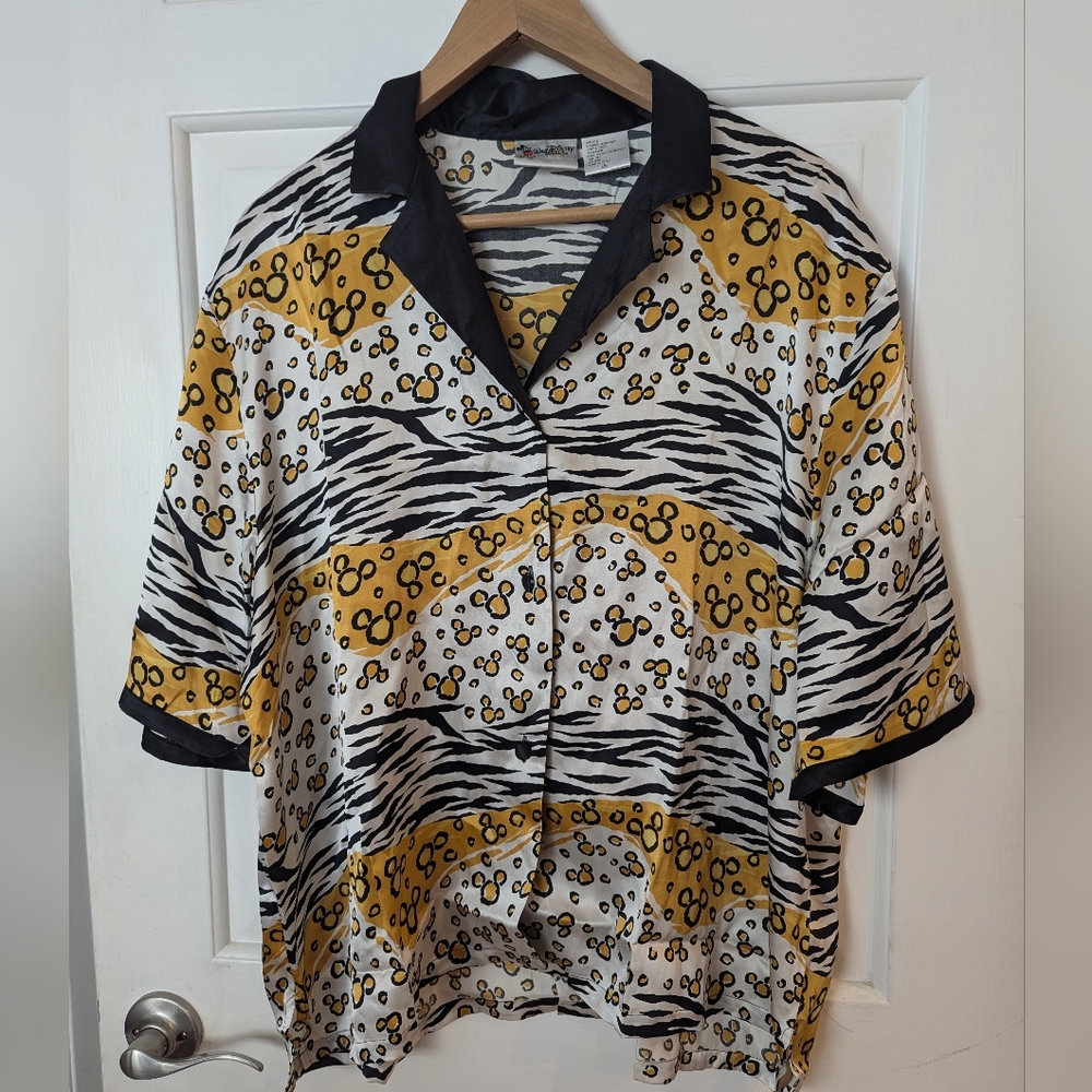 Micky head and animal print silk shirt